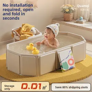 Foldable bathtub, large baby bathtub for children aged 0-5, one-piece foldable bathtub, foldable and portable bathtub with drain plug, suitable for toddlers and pets, suitable for outdoor use, travel, or balcony use