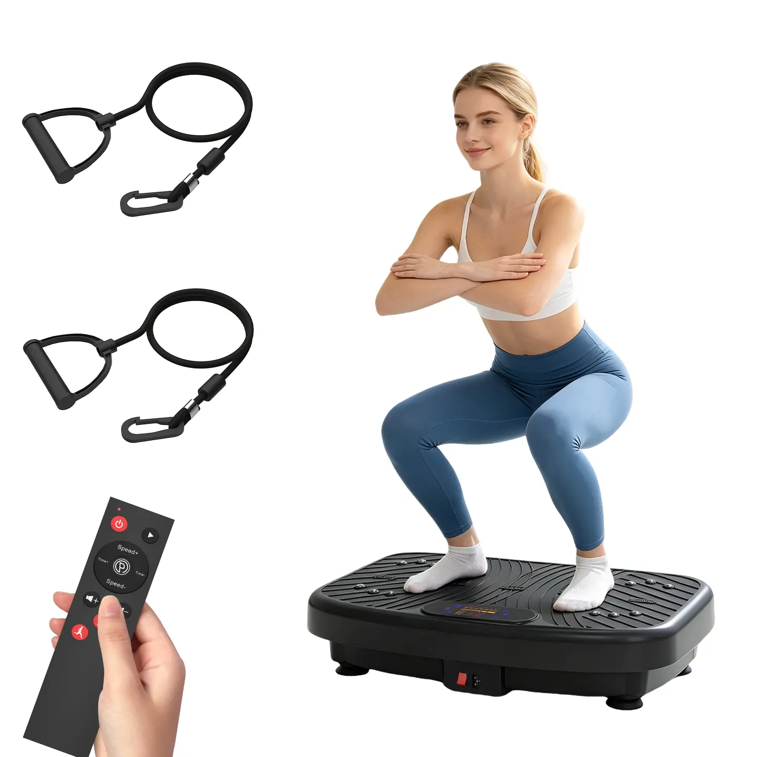 WATEYA Vibration Platform Workout Fitness Equipment - Compact Home Gym Machine, 200 Adjustable Speeds, 450 lbs Max Weight Capacity, Fits Most Users for Abs Sculpting & Body Strengthening, Abdominal Crunch Assist Vibration Trainers, Gym Fit Vibration Train