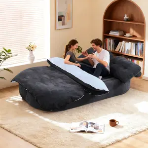78-inch foldable Kangaroo sofa bed, two-in-one queen-sized, memory foam, with 2 large throw pillows, convertible tatami mat, sleep chair, foam bed, suitable for use in bedrooms, living rooms, or guest rooms, dark gray color. spacesaver  furniture
