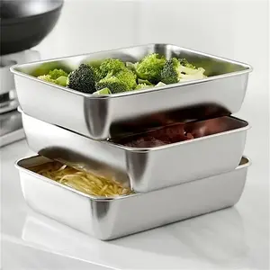 1pc, Stainless Steel Rectangular Baking Sheet, Tiramisu Deep Baking Pan, Kitchen Baking Supplies