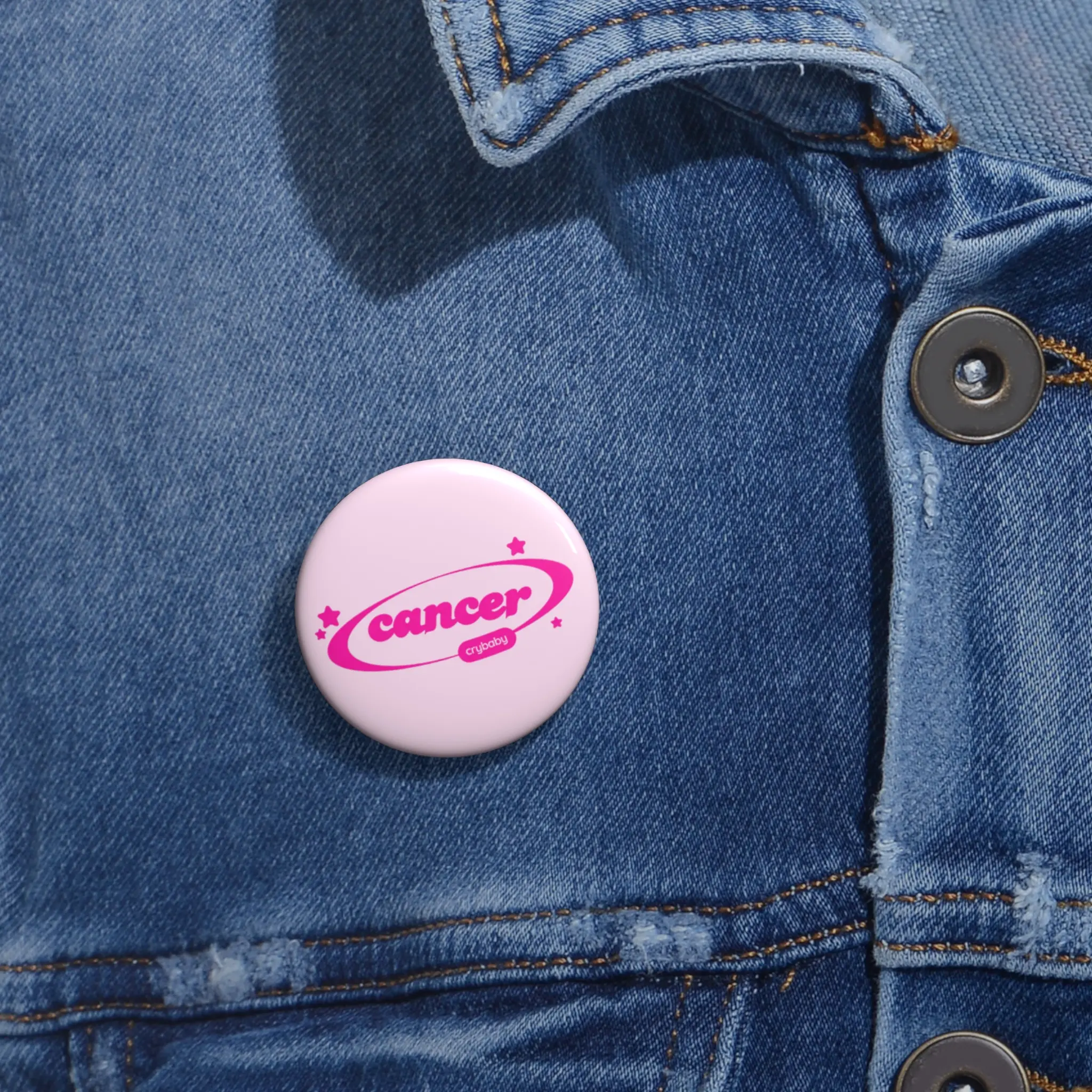 cancer crybaby button (light pink)