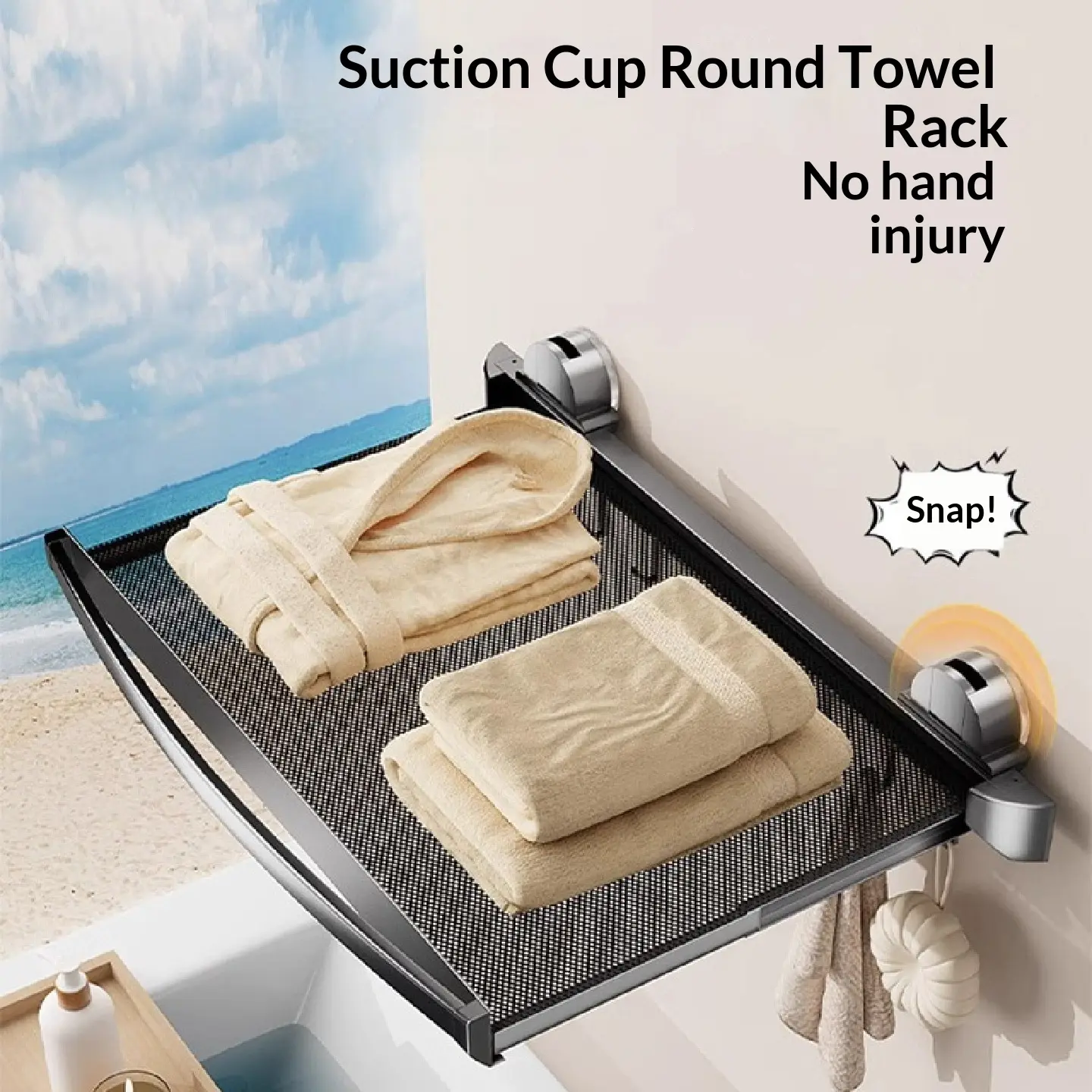 Multifunctional Foldable Aluminum Punch-Free Suction Cup Drying Net Rack, Plug-and-Play Laundry Accessory for Window, Balcony Towel & Shoe Drying