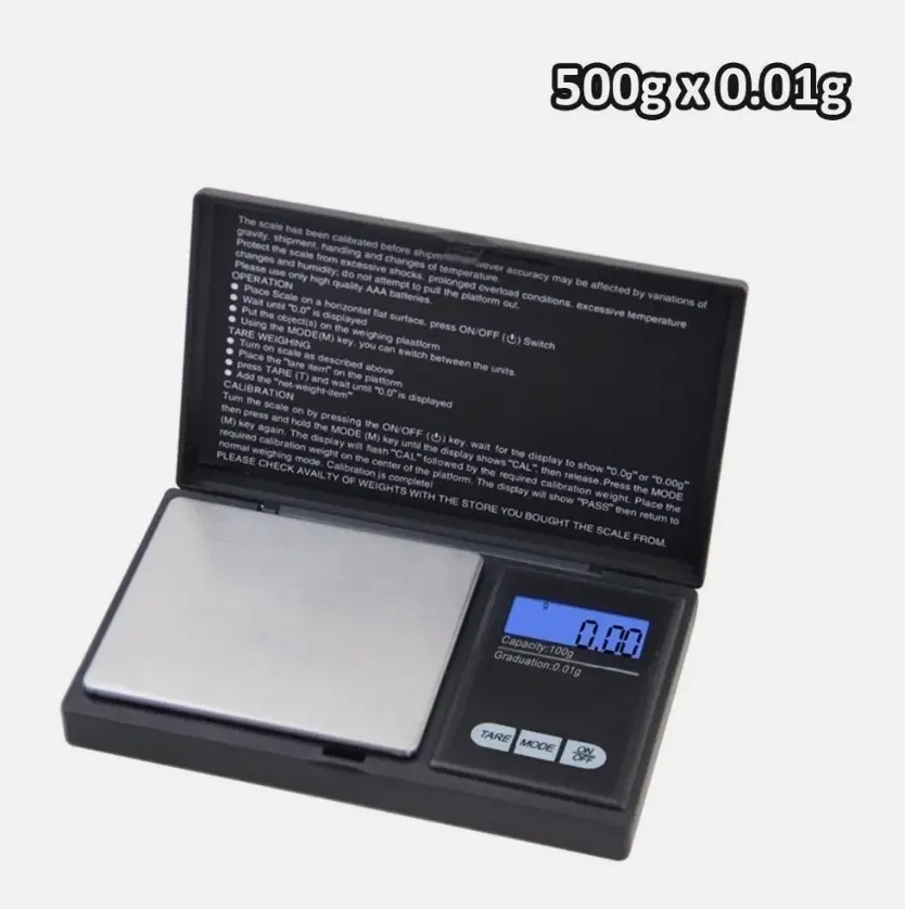 Portable Pocket Digital Precision Kitchen Scale, 500g Max Weight 0.1g High Accuracy Mini Scale for Jewelry, Precious Metals, Jewelry Stores & Personal Use