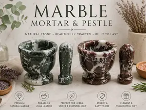 Marble Mortar & Pestle – Black & White or Red & White – 2.5″ for Herbs, Spices, Resins, Rituals & More