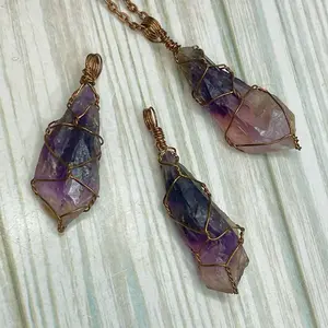 Zimbabwe Amethyst Twisted Wire Wrap Copper Necklace~ For Purity, Peace, and Protection