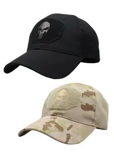 2Pack Skull Mesh Baseball Cap Men Tactical Operator Caps Fitted Outdoor Breath Hats