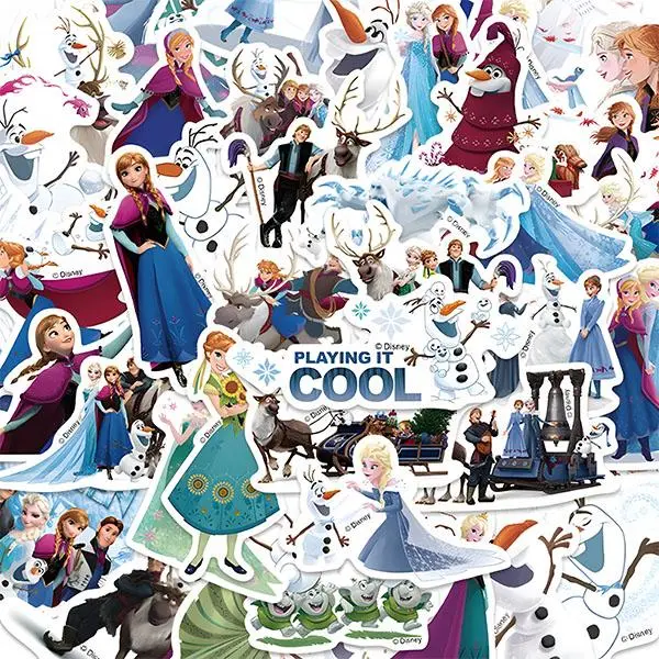 Disney Frozen 50 Count Sticker Set Waterproof Removable Vinyl Decals Multi-Surface Decor for Water Bottle Laptop Luggage Kids & Girls