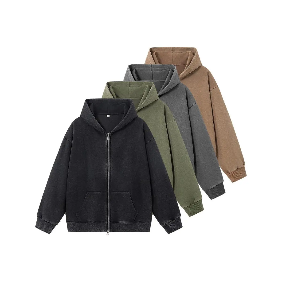 Unisex Classic Full-Zip Hoodie, Retro Plain Cotton Blend Long Cardigan Sweatshirt with Long Sleeves and a Relaxed Fit, Simple, Soft, Vintage Retro Look, Unisex Street Fit, Tops, Minimalist Basic, Smooth, Zipper