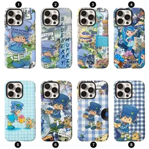 Blueberry Muffin Shells Hot Cartoon Strawberry S-Shortcake Kawaii Phone Cover Compatible with iPhone X, 11, 12, 13, 14, 15, 16, 17 Plus Pro Promax & SS Galaxy S21-25 Series