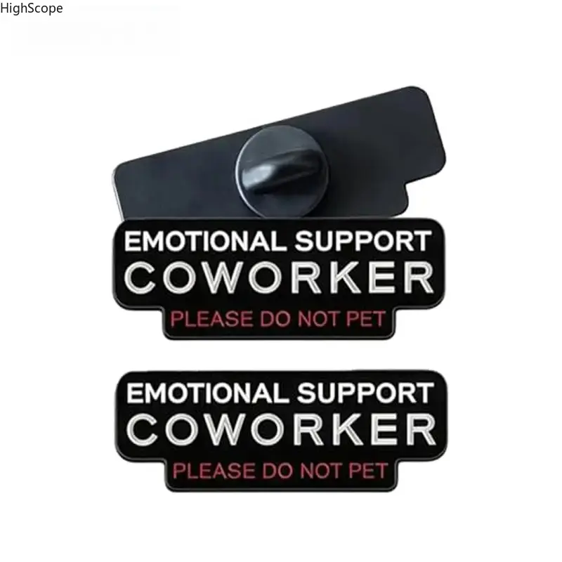 Funny Office Humor Enamel Pins, 2-Pack Metal Decorative Badge for Coworkers & Team Members, 'Emotional Support' Lapel Pin with Butterfly Clutch, Alloy Metal, Striking Red Lettering, 4G, Glossy Enamel Finish, Bold White Text, 2Pcs, 0.5 Inches Height, 1.4 I