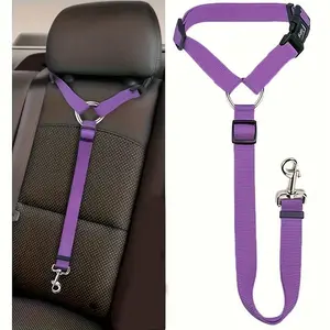 1Pc Dog Safety Vest Belt, Adjustable Pet Car Safety Harness, Comfortable Padded & Ergonomic Support, Sturdy Metal Buckle & Auto Retractable Rope, Easy Install for Pet Travel