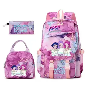 New Backpack solid color women's backpack&lunch bag witch group star print zipper closure Trendy backpack fashionable and versatile casual trend suitable for students going to school, campus, traveling women's backpack 3-piece