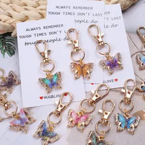12pcs HUG&LOVE Pocket Hug Tokens Keychain Set | Inspirational Butterfly Charms for Backpacks Handbags Car Keys | Encouragement Keepsake for Adult Men Women | Unique Motivational Gift for Anyone | US Sentimental Accessory Ready Keychain Bag Pendant
