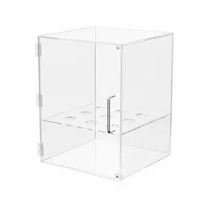 Enclosed Ice Cream Cone Cabinet Clear Acrylic for Sugar or Waffle Cones with 9 Holes Door Closure and Silver Handle for Restaurants and Kitchens by 321 Plastics