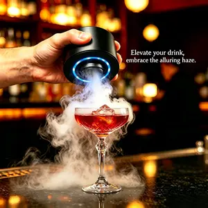 Pockfog 2-in-1 Portable Electric Cocktail Smoker Machine Kit - LED Lighting Holder, USB Rechargeable Whiskey Smoke Infuser for Home Bars & Outdoors, Bar & Wine Utensil