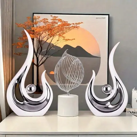 Set Of 2 Modern Abstract Home Decor Pieces, Modern Sculpture Coffee Table Decoration, Suitable For Living Room,  Centerpiece Decoration, Ceramic Sculpture Small Ornaments For TV Cabinet Decoration, Suitable For Home Decor, Bedroom Decor, Statue Artistic
