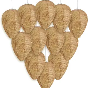 12 Pack Paper Wasp Nest Decoy, Hanging Wasp Nest, Stay Away From Wasps Hornets Jackets, Dark, Pest Control Solution