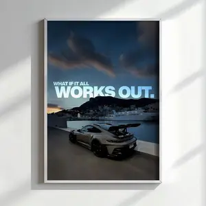 What if it all works out - Motivational Poster,Inspirational Wall Art,Home Gym Decor,Motivation Wall Art,Office Art,Success Quote,PorscheGT3RS