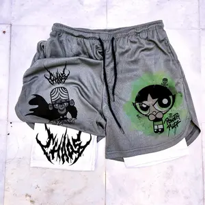 Powerpuff Girls Performance Gym Shorts - Double Layer Polyester Fitted Compression Shorts for Active Wear