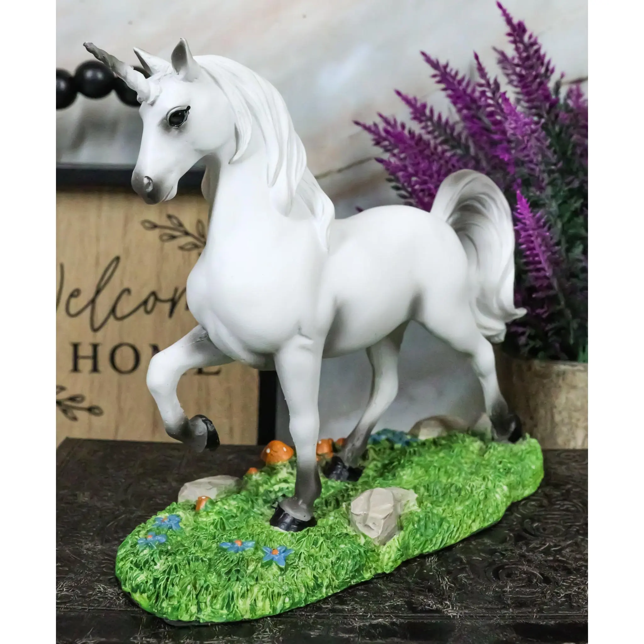 Enchanted Forest Glade Strolling Unicorn Figurine Decorative Statue 6.75"Long
