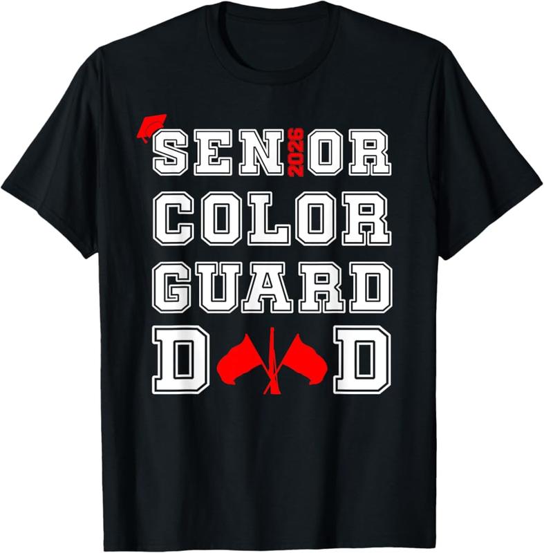 Senior 2026 Color Guard Dad Marching Band Senior Night Red T-Shirt