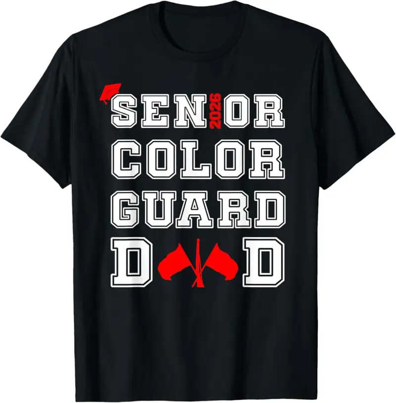 Senior 2026 Color Guard Dad Marching Band Senior Night Red T-Shirt