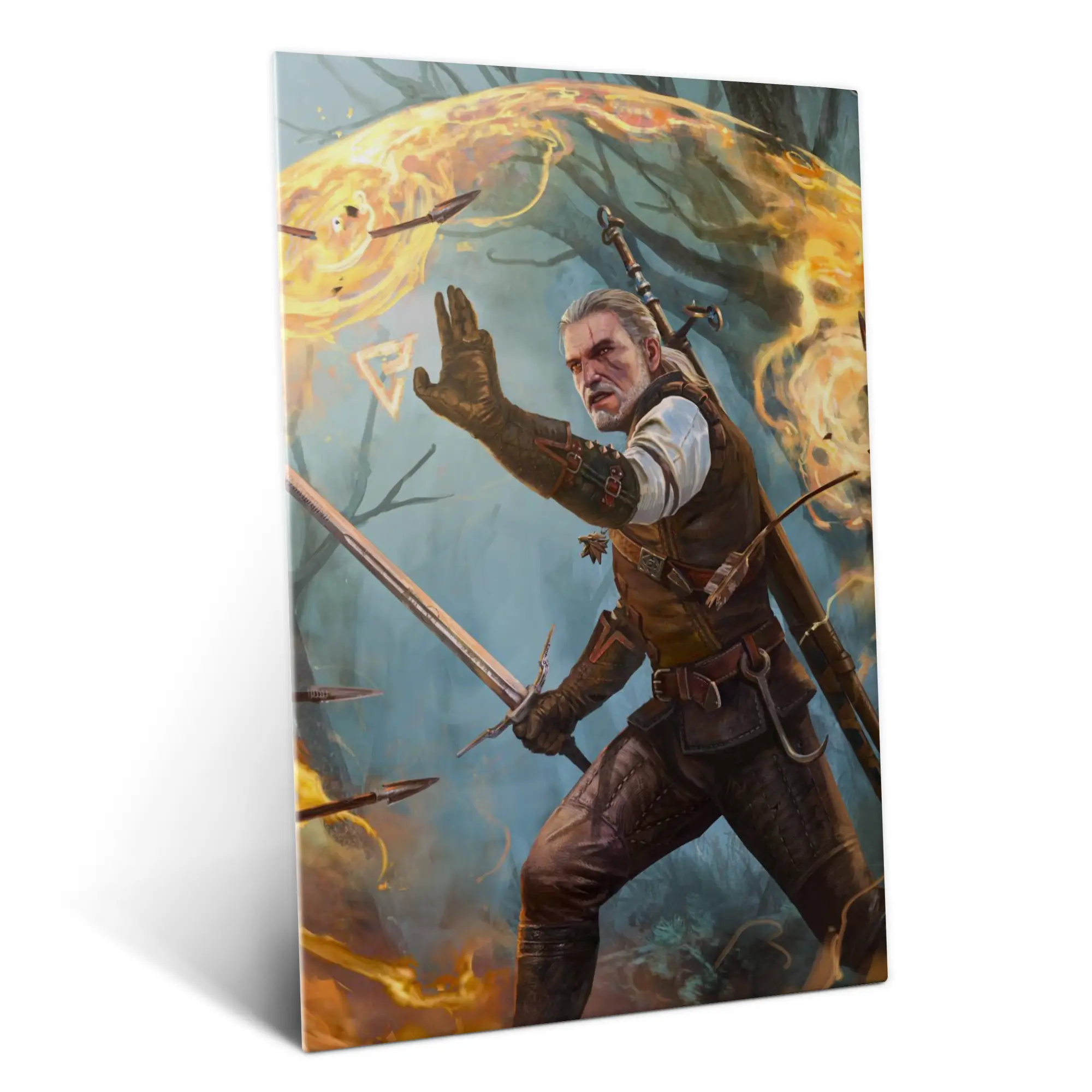 Displate Metal Poster Gwent Geralt Quen Magnetic Mount
