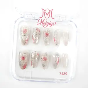 .DP.7489.Cat Eye Hand-Painted Floral Wearable Nails