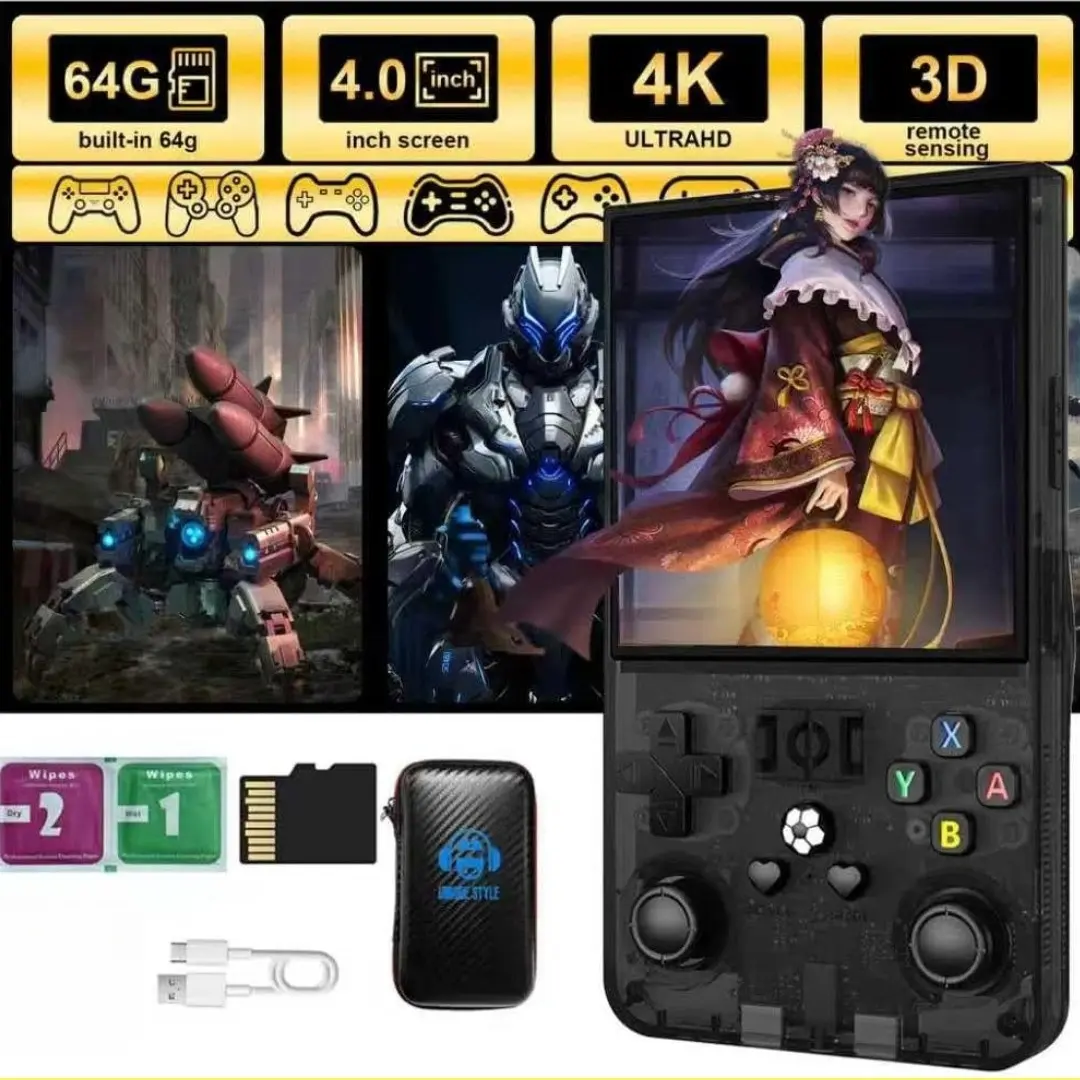 R36max Retro Handheld Game Console, 4.0-Inch IPS HD Screen, Linux System, 20+ Emulators, 4000mah Battery, 64GB TF Card, Perfect Gift, Rechargeable Game Console, Hand Held Games