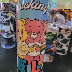 care bears tumbler.  says let's break the fucking law. 20oz.  Comes with lid and straw
