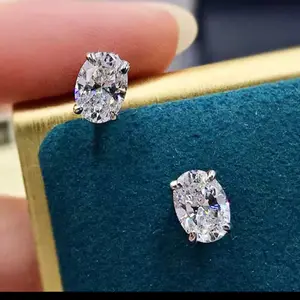 Lab Grown Diamonds - Oval Cut Earrings, Natural Color, Lightweight Design, Ideal for Everyday Wear