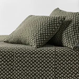 Full Ultra Soft Flannel Sheet Set Green Geo - Threshold