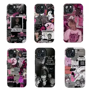 Rapper Lil Peep Collage Phone Cases Tough Phone Case Compatible with iPhone 11-17 Pro Max/Plus and Samsung Galaxy S23-25 Collection for Fans Gift Women Men Cloth Plastic Impact Resistant Cellphone Protection