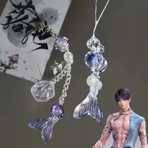 Game Love and Deepspace Rafayel Cosplay Couple Phone Chain Fish Tail Pendant Keyring Bag Keychain Jewelry Prop Accessories Gift