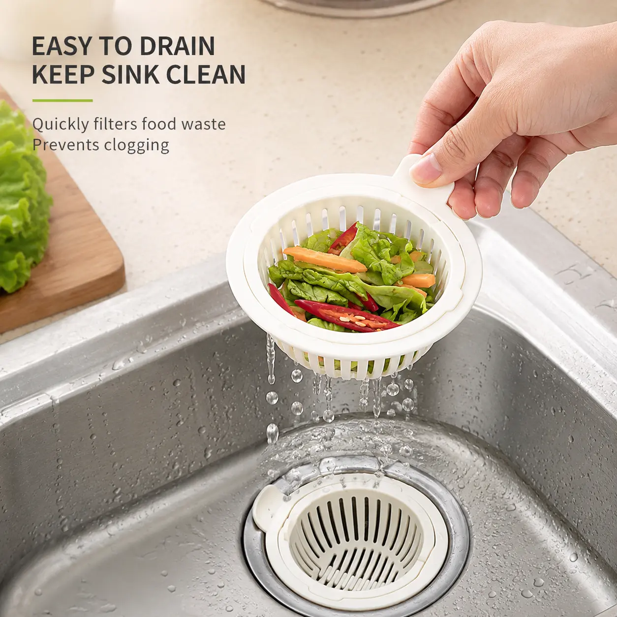 2 Counts, Kitchen Sink Drain Strainer with Easy Lift Handle, Hollow Slotted Design to Filter Food Scraps for Daily Household Kitchen Use