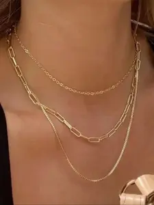 Women's Necklace Set, Copper Material, Street Style Design, All-Season Wear, No Gift Box Included, Trendy Accessory, Cuban Link Chain