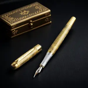 Smooth Refillable Ink Business Signature Pen Inspirational Metal Pens Metal Grip Fountain Pen Set Premium Gift Box Professional Calligraphy Office Meeting Student Exam Writing Tool Durable Unisex Smooth Writing Experience