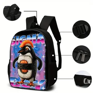 3-piece set of brainrot printed backpacks - lightweight travel backpack, multifunctional storage bag and organizer bag| Adjustable shoulder straps, stylish design, suitable for teenagers