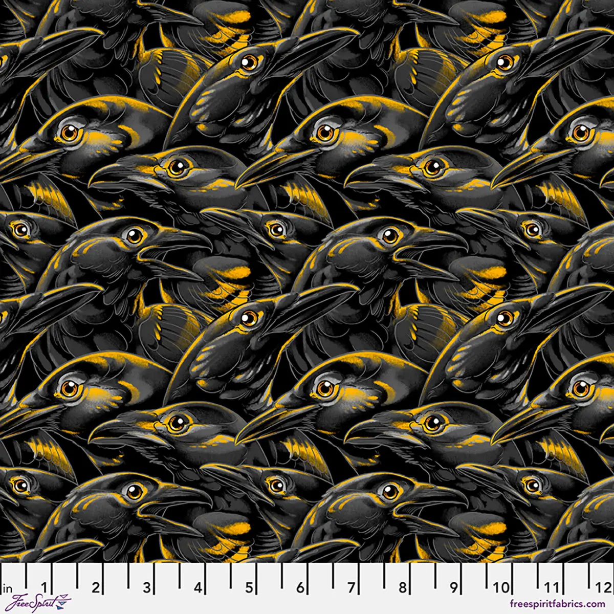 Fabric FreeSpirit Black Crows Chain Mail by the Quarter Yard PWRH143.BLACK