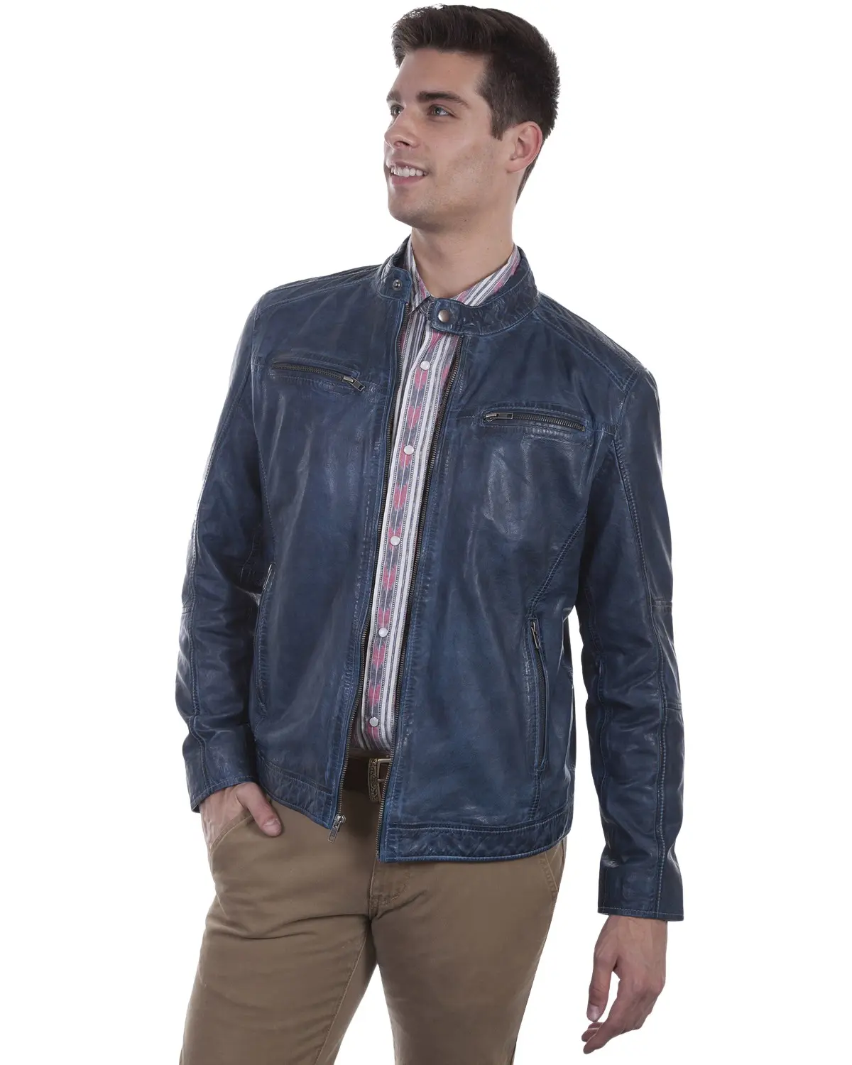 Scully Men's Men'S Denim Leather Jacket - 7-Dnm