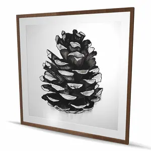 212 MAIN Rustic Wood-Framed Matted Pine Cone Print Wall Art, 48x48 in Nature Photo, Farmhouse Room Decoration, Home Supplies Gift
