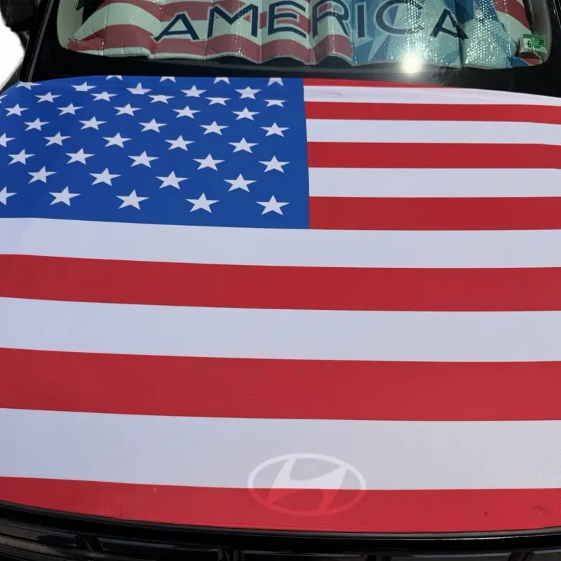 Car Hood Cover with USA Flag Design Size: 47.24”x59.06”
