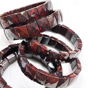 1 count Natural gemstone Healing Jewelry Bracelet Chicken Blood Stone meteorite metal cinnabar Gem Bracelet for gift