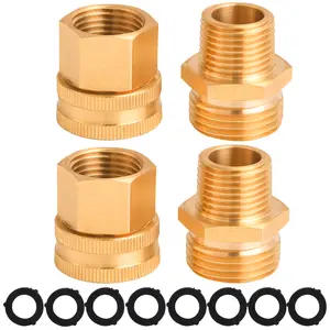 M MINGLE Garden Hose Adapter - 3/4" GHT to  1/2 '' NPT, Double Male and Female Brass Connector, with Extra 8 Washers