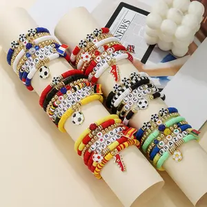 Colorful Soft Clay Beaded Bracelet Set, Trendy Stackable Wrist Jewelry