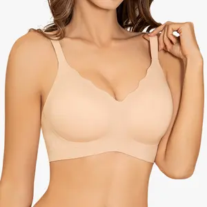 Wireless Jelly Gel Fan V-Neck Bra for Women, Light Support Yoga & Dance Bralette, S-XXL-BA1045