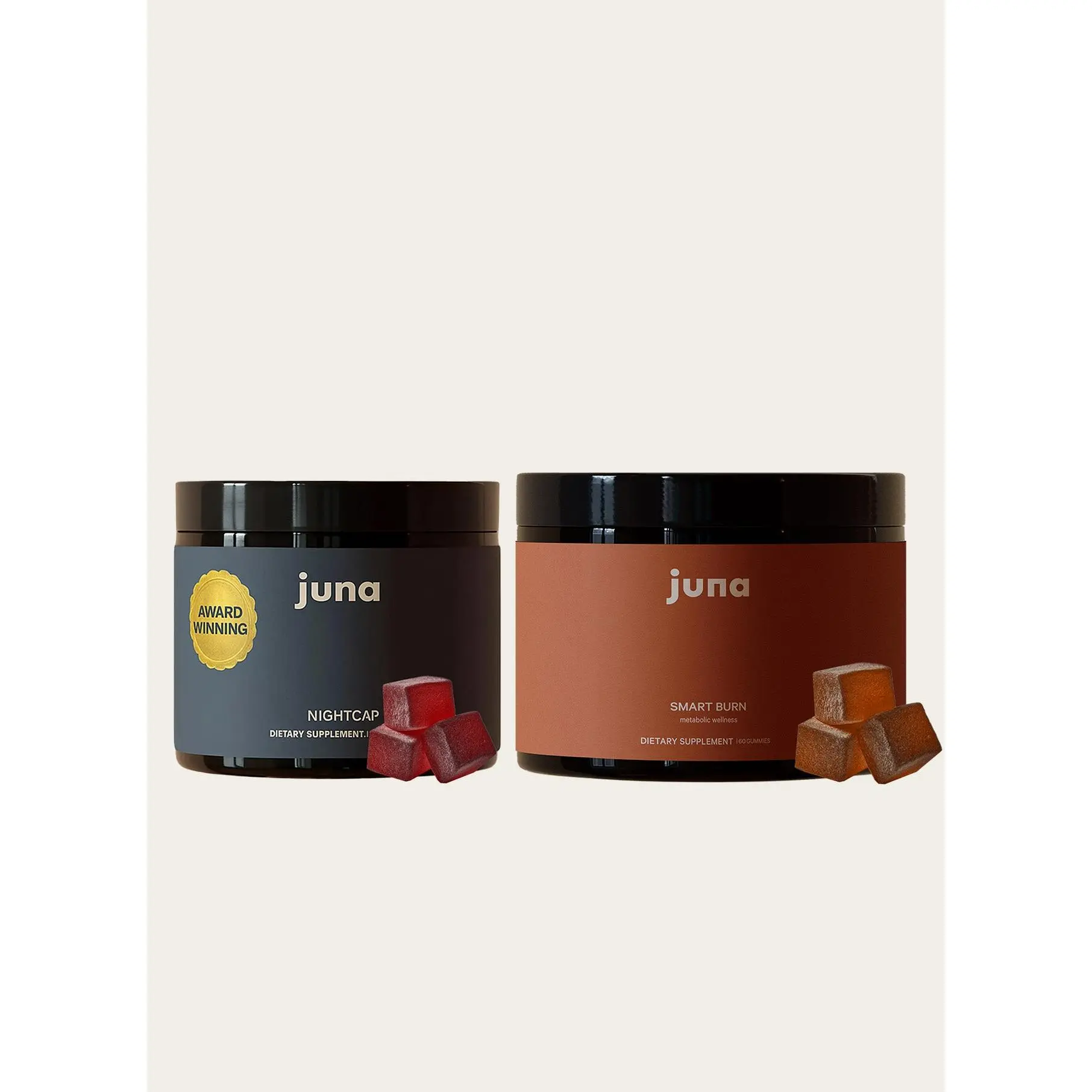Juna Essential Gummy Duo Chewables Edible Supplement - 60-Count Smart Burn Fitness Gummies, 30-Count Nightcap Sleep Gummies for Restful Sleep, Metabolism Support