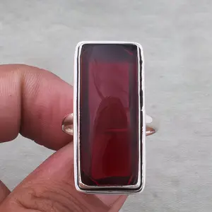 Fashion Costume Jewelry Rings - Stylish Eye-Catching Rectangular, Long Minimalist, Bohemian-Style Bezel Setting, Block Shape, Bold, Colored Gemstone Rings, Bezel Setting Rings