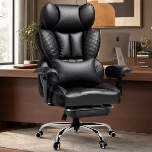 【Hot Deals】COMHOMA Big and Tall Office Chair 400LBS Wide Ergonomic Gaming Chair with Deluxe Embossing Leather with Foot Rest 150°Reclining Adjustable Armrests Pocket Spring Back Support