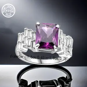 1pc Men's S925 Sterling Silvery Ring, Gorgeous High Elegant Rectangular Ring, Suitable for Engagement Weddings, Valentine's Day, Birthday Gifts, Father's Day, Everyday Clothes, Parties, Lovers, Anniversaries engagement ring engagementrings real rings